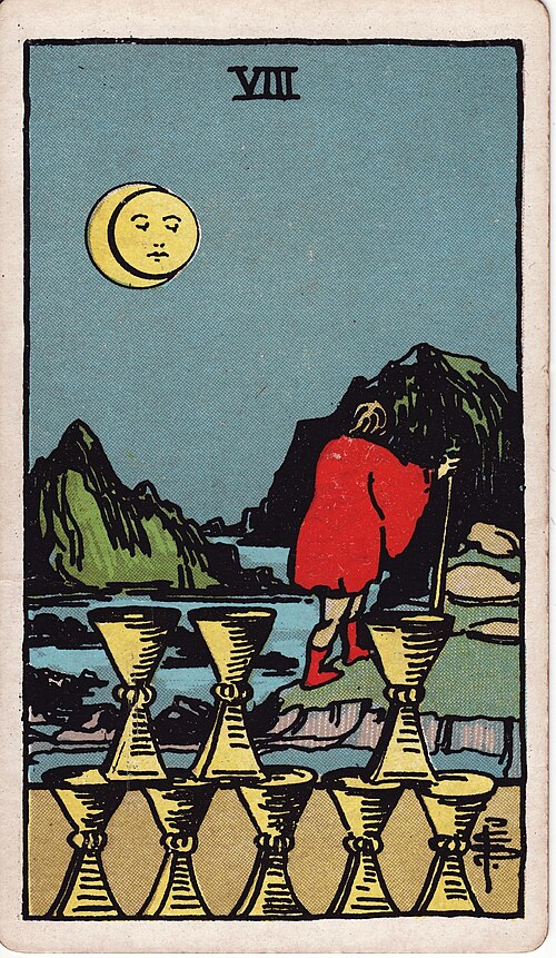 Eight of Cups 1909 Pamela Colman Smith Tarot plate