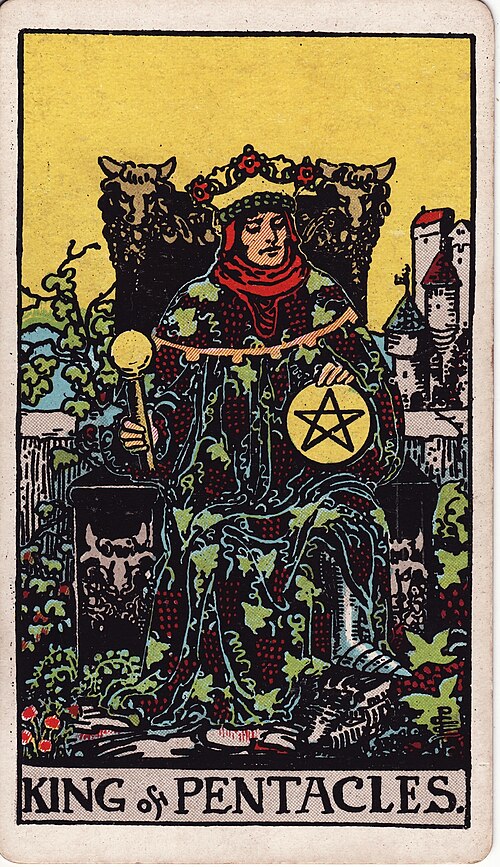 King of Pentacles 1909 Pamela Colman Smith Tarot plate