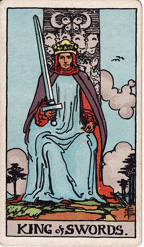 King of Swords 1909 Pamela Colman Smith Tarot plate