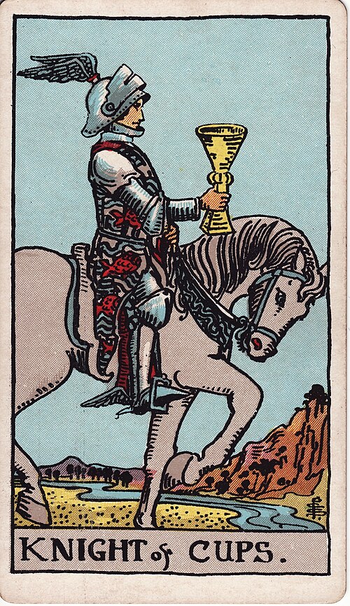 Knight of Cups 1909 Pamela Colman Smith Tarot plate