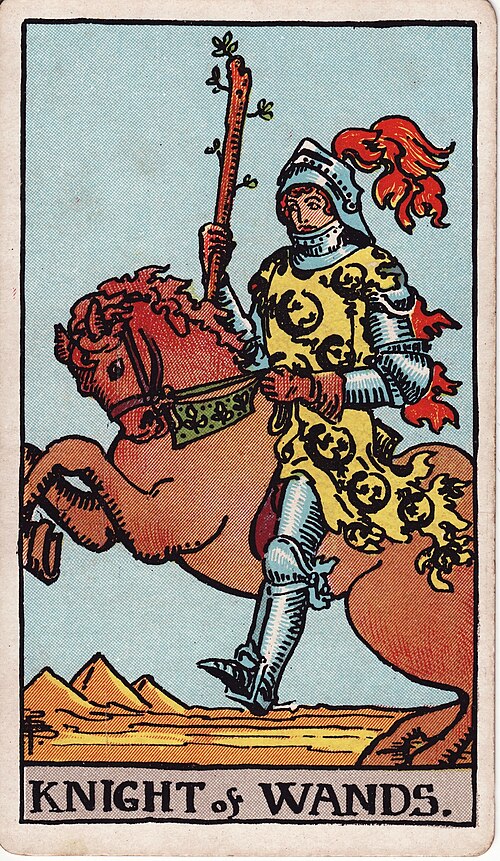 Knight of Wands 1909 Pamela Colman Smith Tarot plate