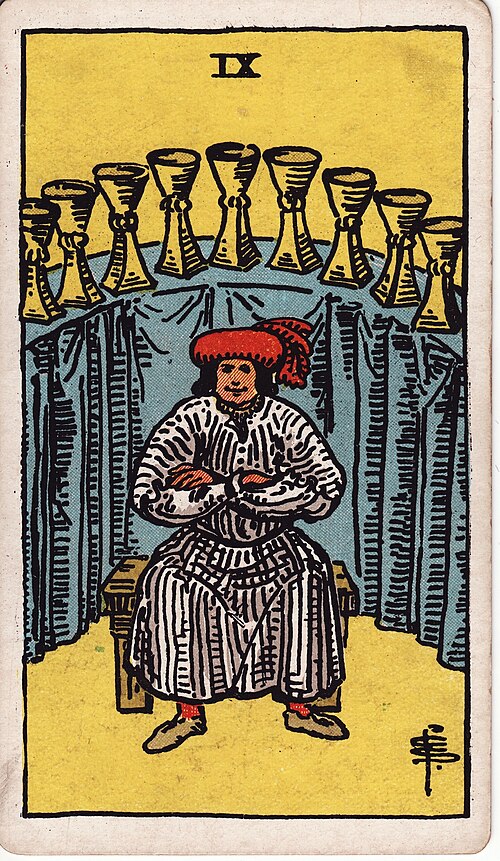 Nine of Cups 1909 Pamela Colman Smith Tarot plate