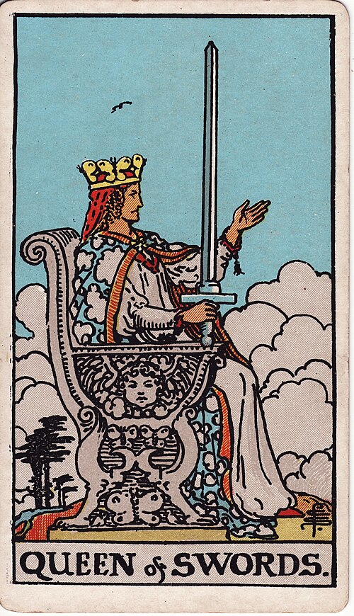 Queen of Swords 1909 Pamela Colman Smith Tarot plate