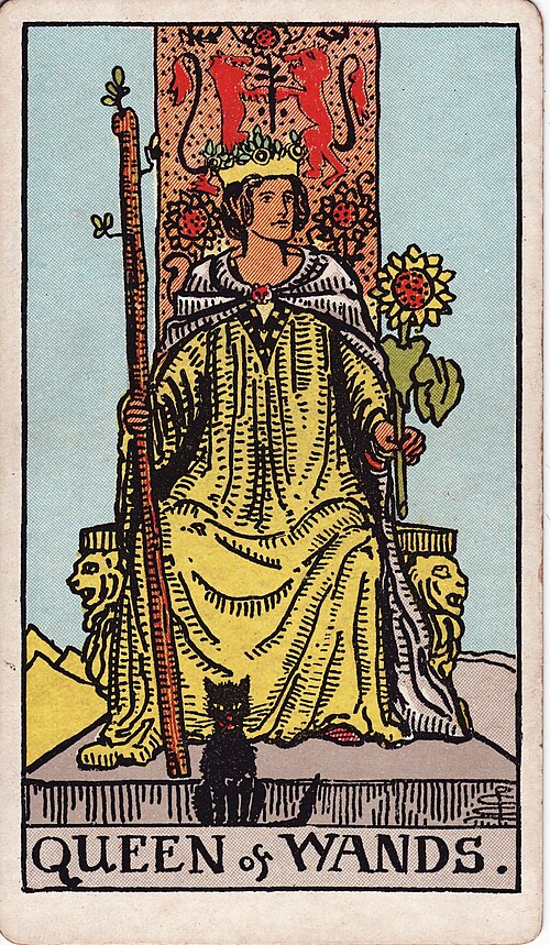 Queen of Wands 1909 Pamela Colman Smith Tarot plate