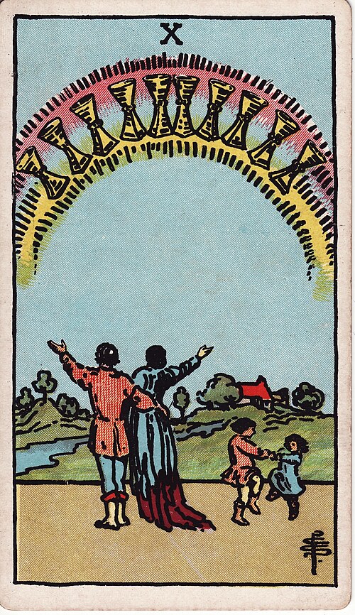 Ten of Cups 1909 Pamela Colman Smith Tarot plate