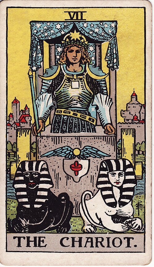 The Chariot 1909 Pamela Colman Smith Tarot plate