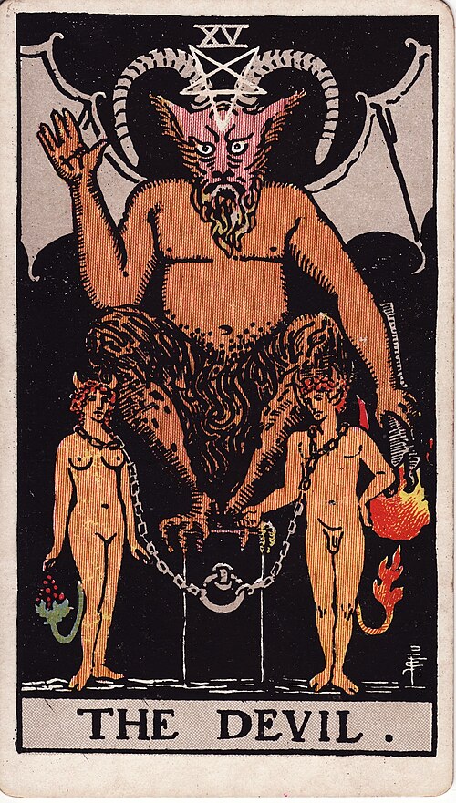 The Devil 1909 Pamela Colman Smith Tarot plate