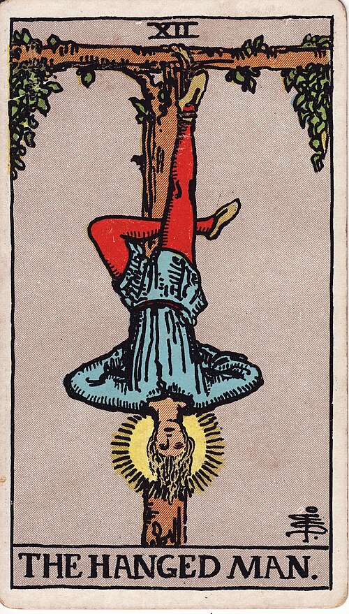 The Hanged Man 1909 Pamela Colman Smith Tarot plate
