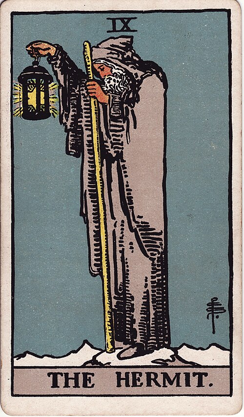 The Hermit 1909 Pamela Colman Smith Tarot plate
