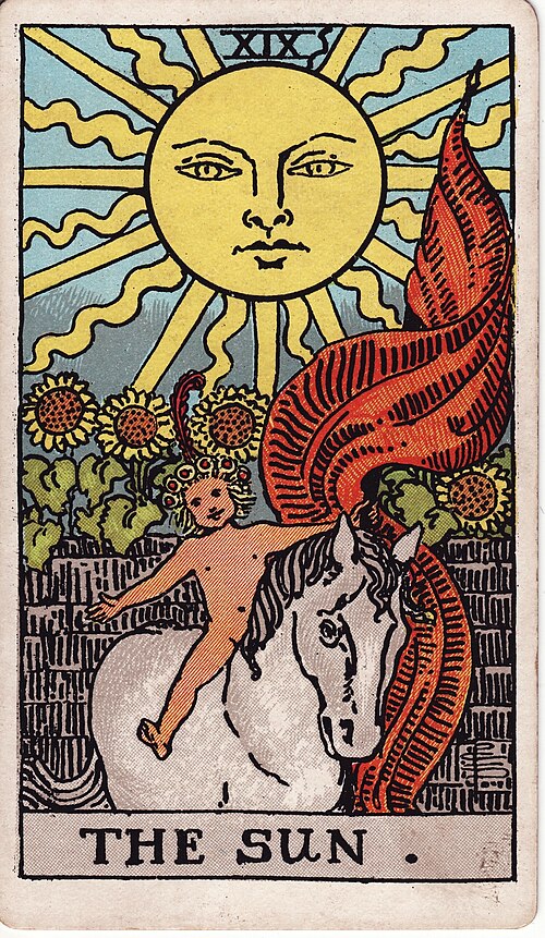 The Sun 1909 Pamela Colman Smith Tarot plate