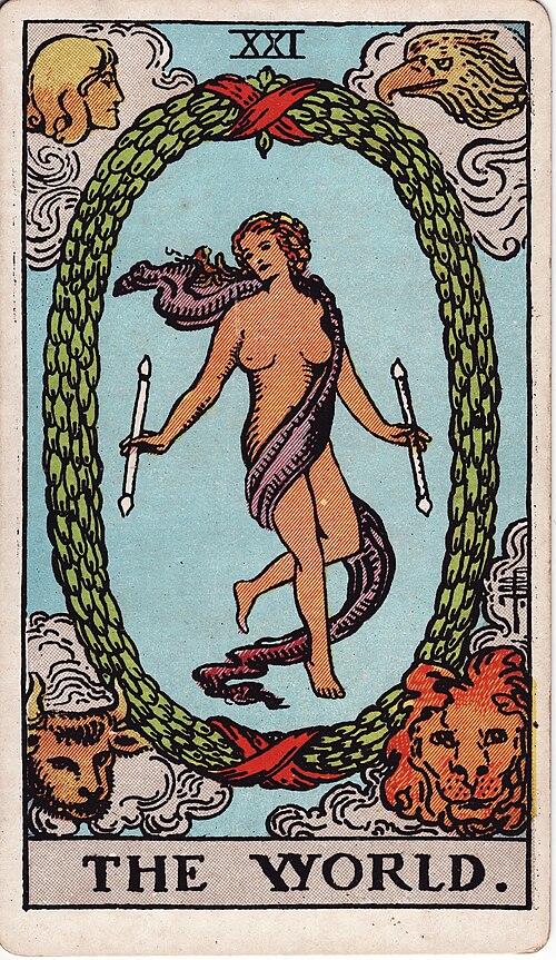 The World 1909 Pamela Colman Smith Tarot plate